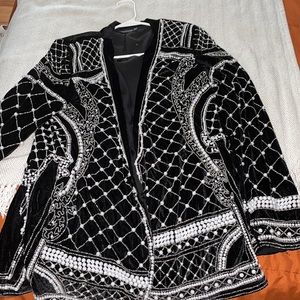 Beaded suede blazer